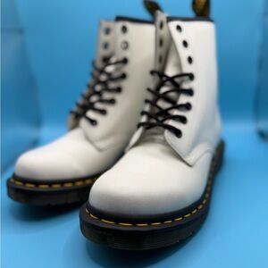 Dr. Martens White Leather Lace Up Boots
